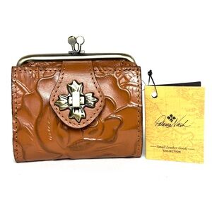 Patricia Nash Casella Embossed Leather Wallet In Cognac Brown